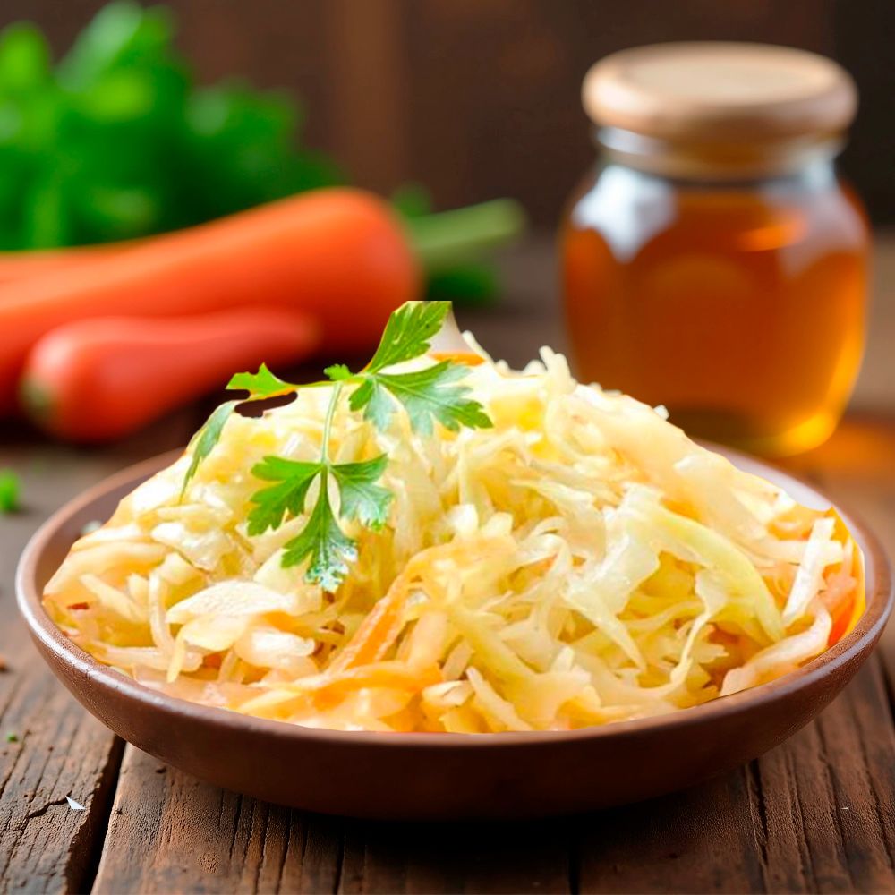 Рецепт квашеной капусты с мёдом и травами